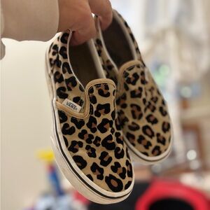 Vans Kids Tan and Black Leopard Sneakers